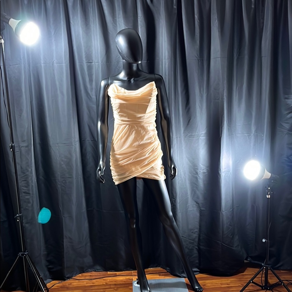 Princess Polly Gold Strapless Ruched Bodycon Dress